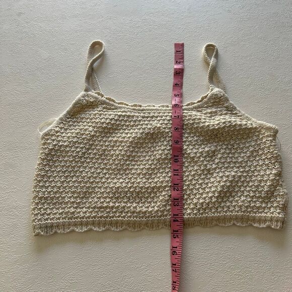 Aeropostale Knit Cropped Cami Tank Top Beige Textured Sleeveless Women’s Size L - Picture 6 of 7